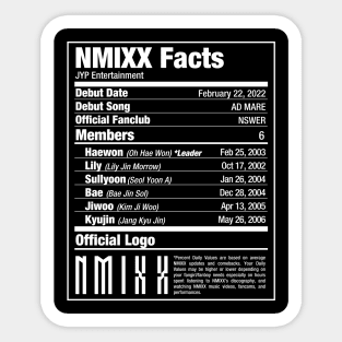 NMIXX Nutritional Facts Sticker